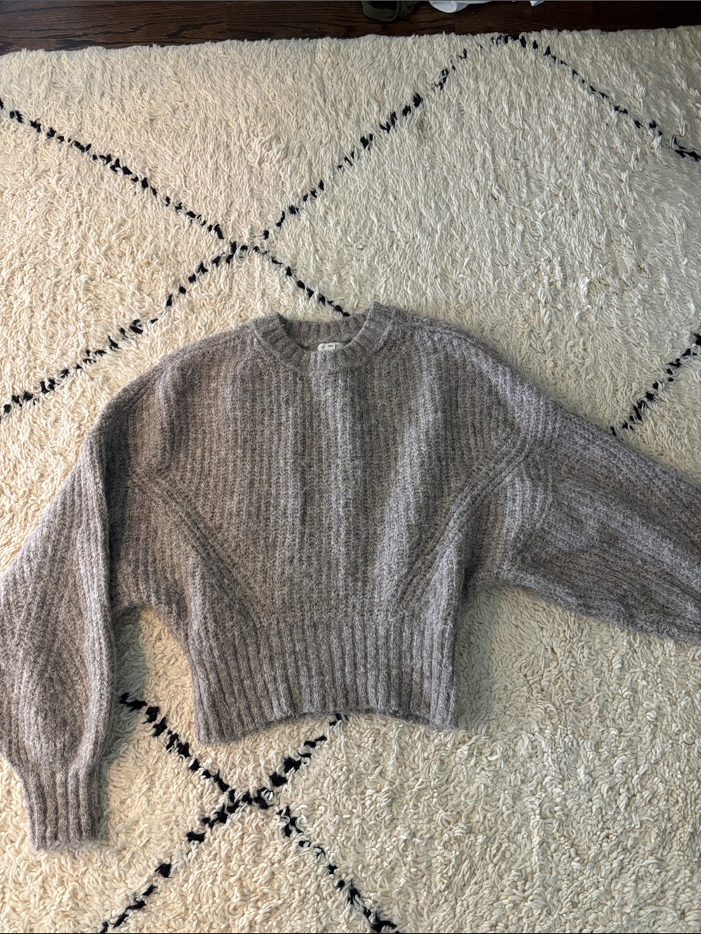 Pilcro Heather Gray Cropped Crewneck Sweater